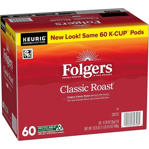 Folgers Classic Roast Coffee - Medium Roast Keurig K-Cup Pods | 10 Count Box (Pack of 6)
