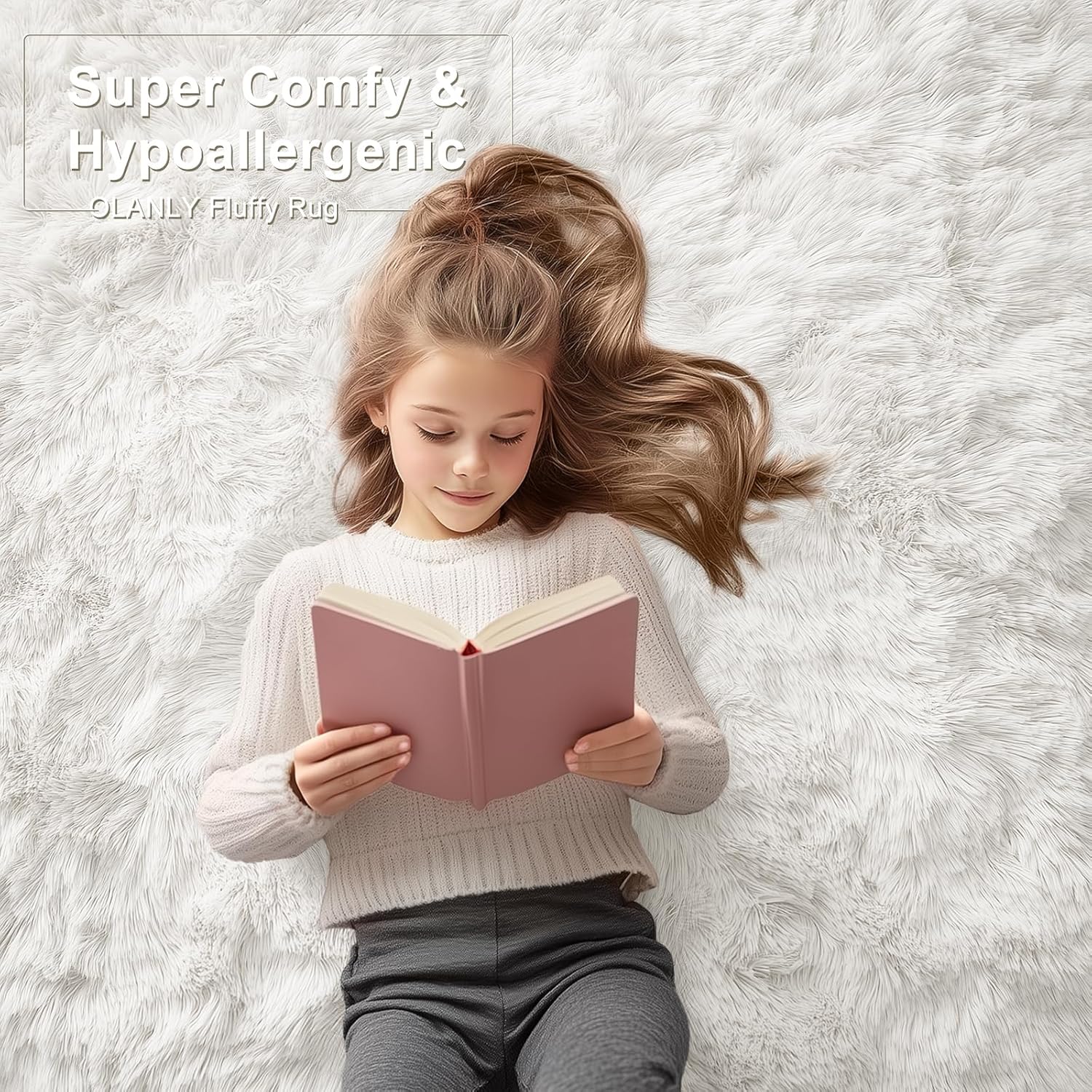 OLANLY Runner Rugs - Soft, Machine Washable Shaggy Carpet for Hallway & Bedroom | Ivory 2x11 ft