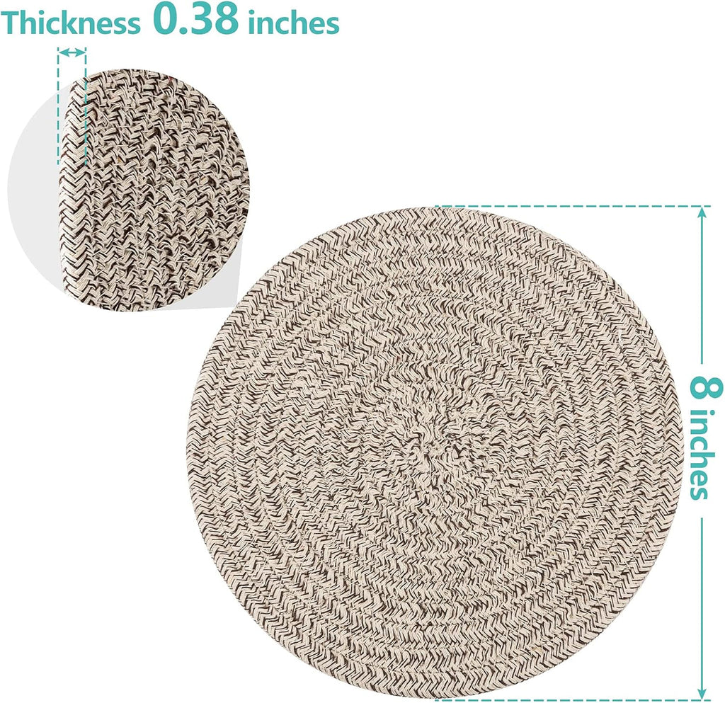 Trivets | 8-Inch Heat Resistant Hot Pads - 5-Piece Set for Kitchen Counter Protection | Brown Farmhouse Decor