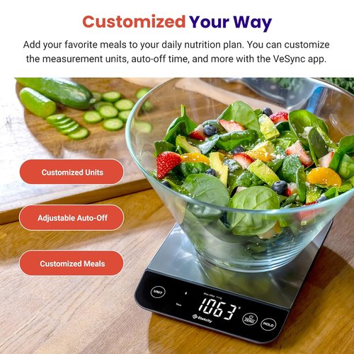Etekcity Smart Food Nutrition Scale - Bluetooth Calorie Counter, Waterproof, 22lb Capacity, Stainless Steel