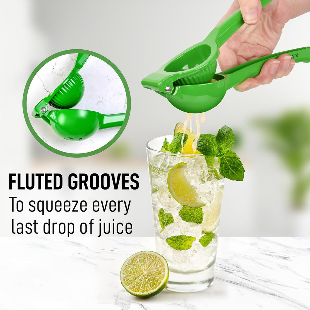 Zulay Metal Lime Squeezer - Heavy-Duty Citrus Juicer for Maximum Juice Extraction - Ergonomic Green Design