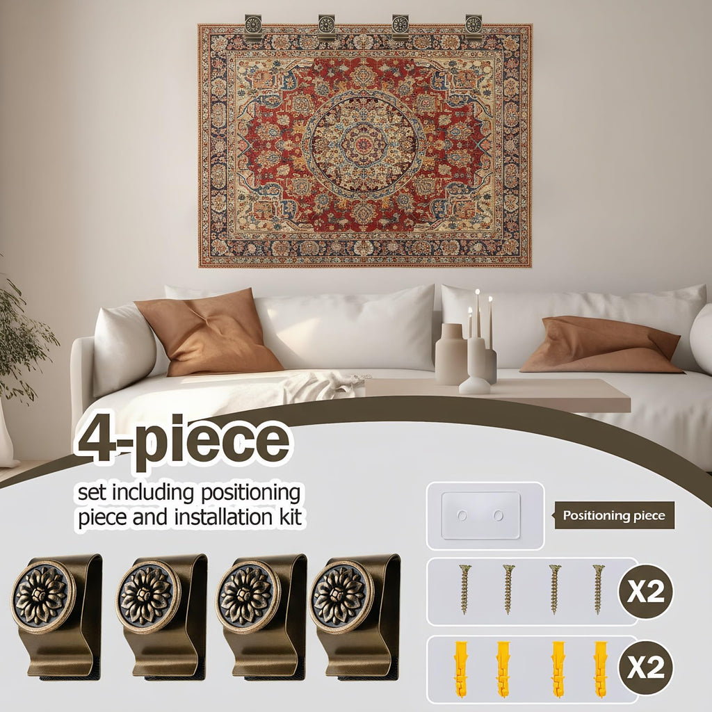 Quilt Hanger for Wall for Display,4 Pack Stainless Steel,Tapestry Hangers,Tapestry Hangers for Walls,(Bronze)