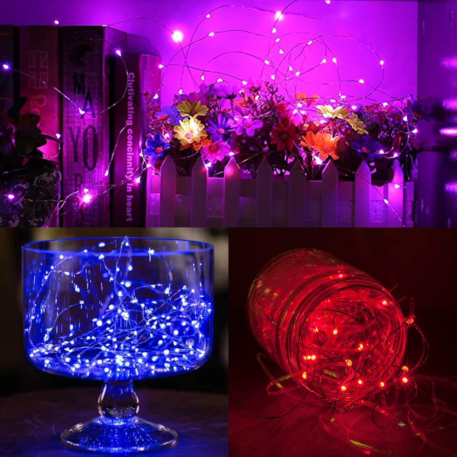 WATERGLIDE 12 Pack Mini String Lights - 20 LED Battery Operated Fairy Lights | Waterproof Silver Wire for DIY Decor