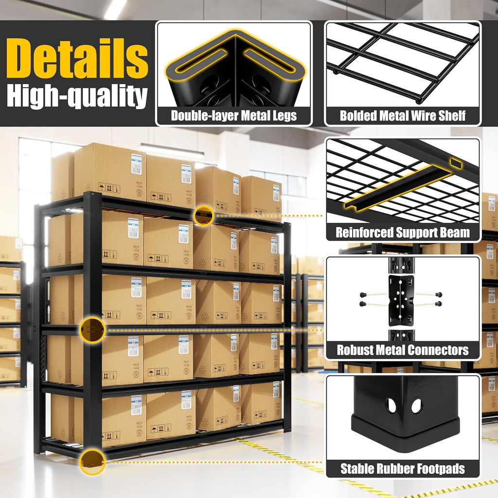 PrimeZone Heavy Duty Garage Shelving - 2200 LBS Capacity | Adjustable 4-Tier Metal Rack 40" W X 20" D X 60" H