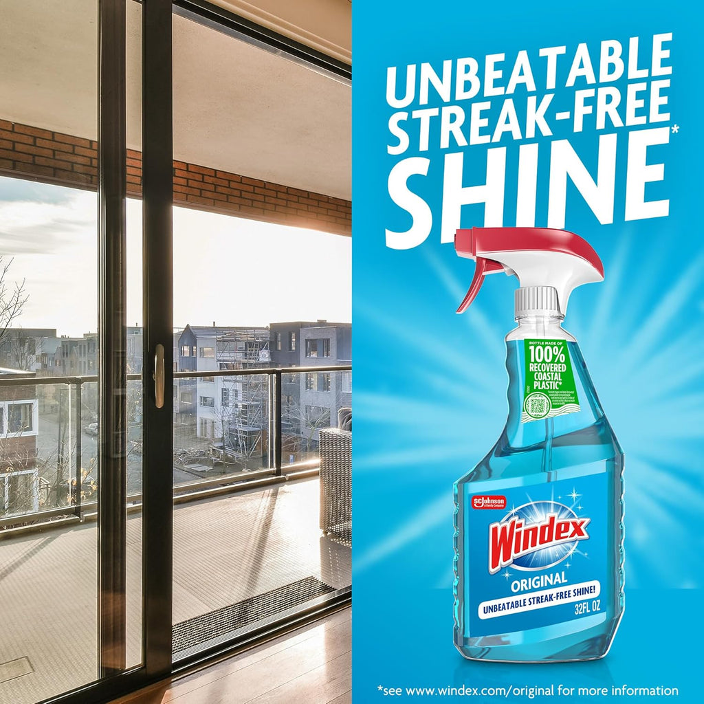 Windex Glass Cleaner Spray - Original Blue Scent, 23 Fl Oz | Leak-Proof Design for Effortless Cleaning