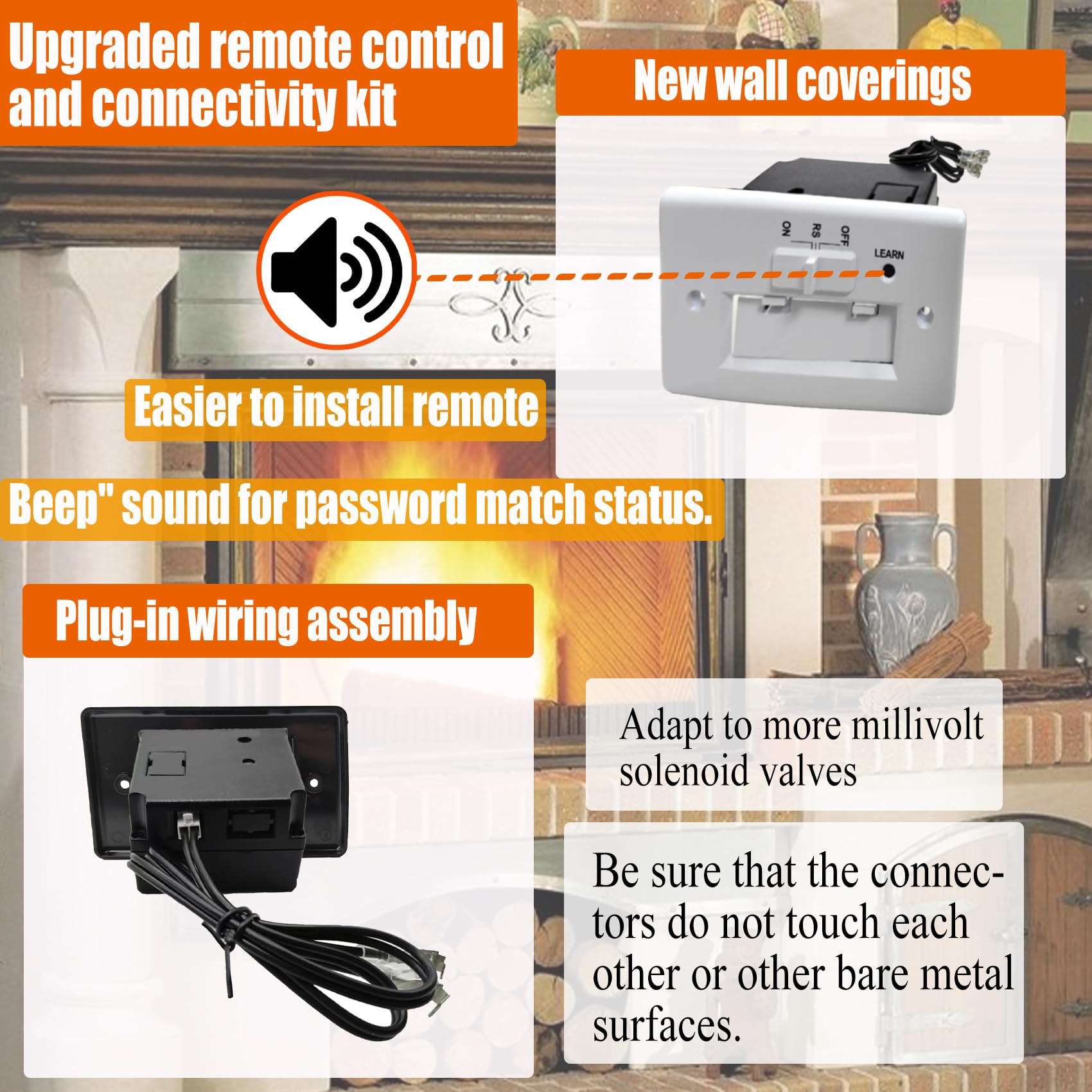 Upgrade Gas Fireplace Remote Switch System Kit for Standard Millivolt Valve Appliances, Compatible with Skytech, Majestic, Ambient, Empire, Monessen, Vermont Fireplaces, 5 Year Warranty