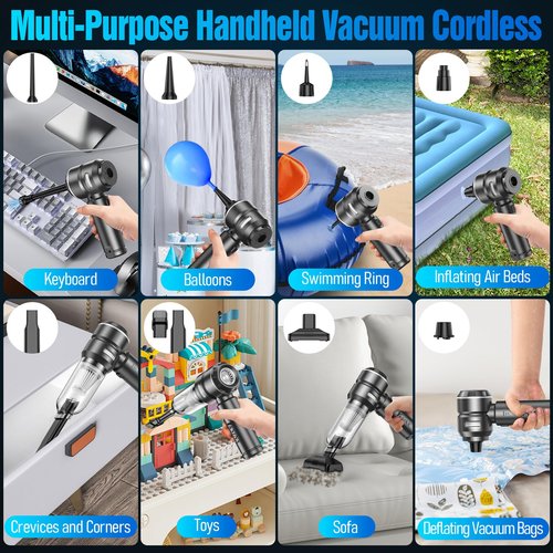 YKSINX Car Vacuum Cleaner High Power,18000PA Handheld Vacuum Cordless with Brushless Motor,4 in 1 Portable Mini Vacuum Cleaner & Air Duster,3 Gear,Small Handheld Vacuum Rechargeable for Car,Home