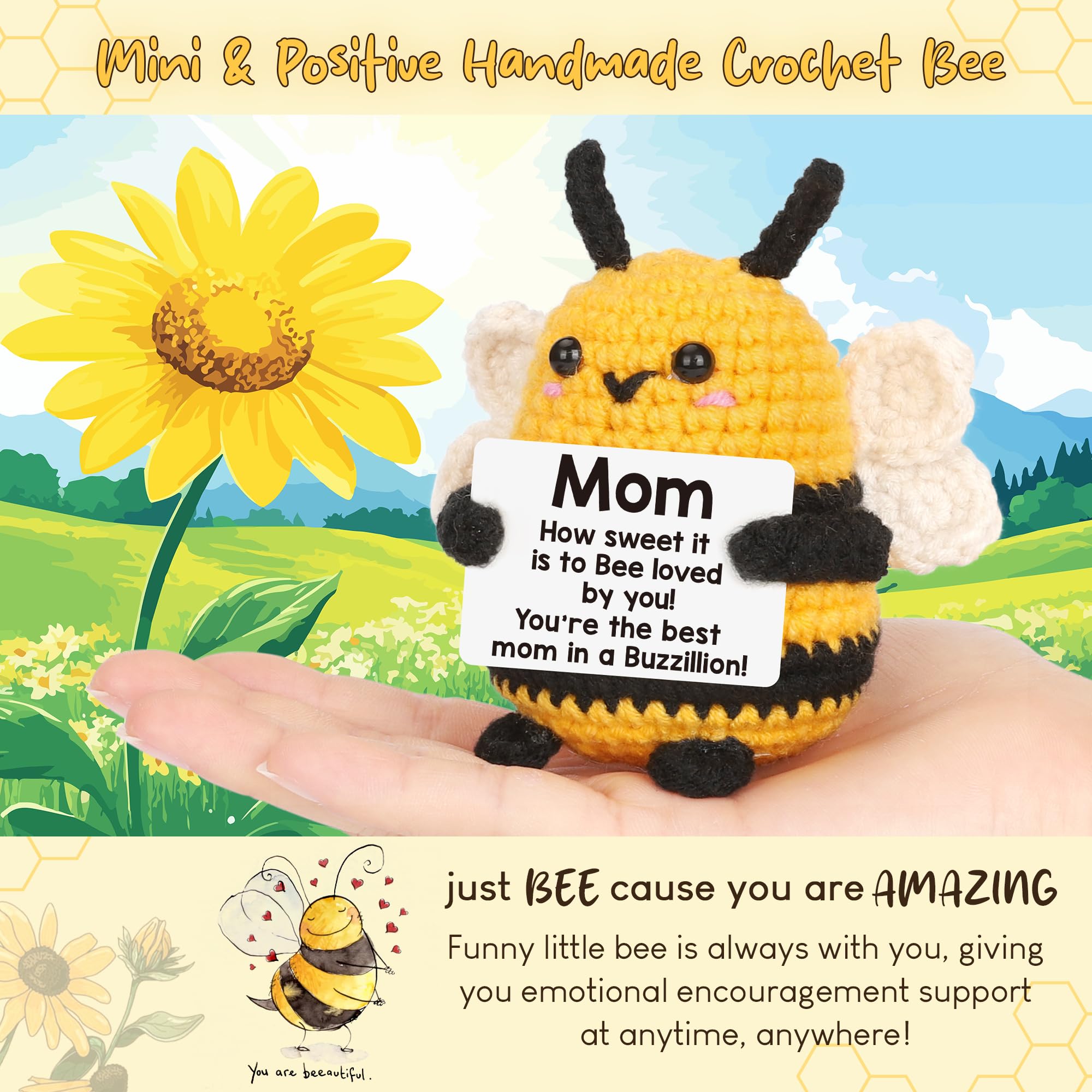 Mothers Day Mother Gifts for Mom Mothers Day from Daughter Son - Mom Gifts Mother's Day Mother-in-law Birthday Gift Ideas for Best Moms Ever Mama Mommy, Happy Birthday Cute Small Crochet Bee Present