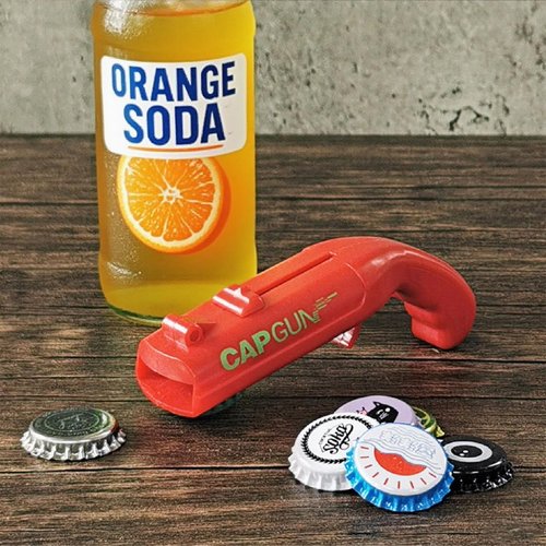 Novelty Cap Gun Style Bottle Opener - Realistic Construction with Ergonomic Grip for Beverages, Themed Parties & Gifts (Black)