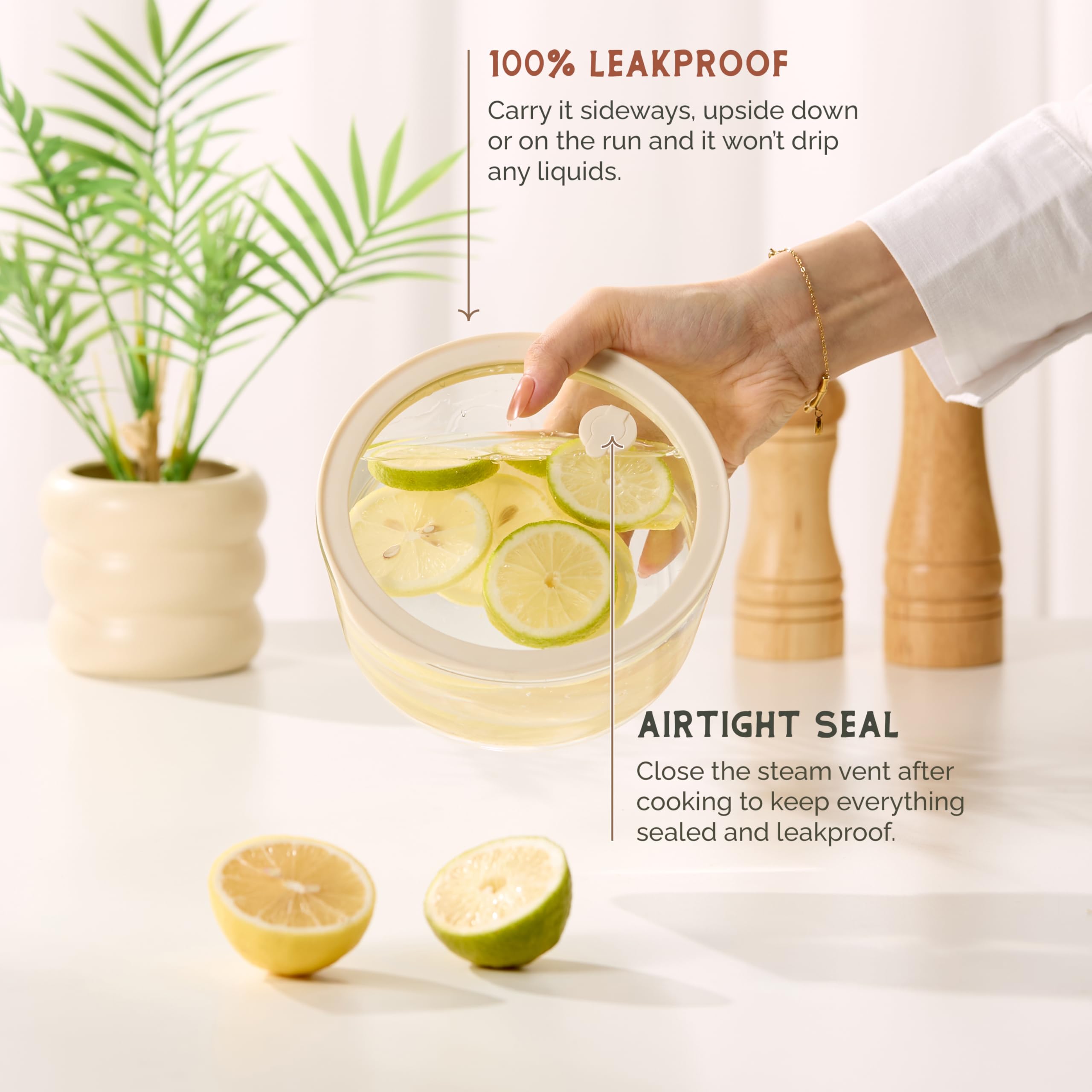 Vase and Vessel Glass Storage Container Set, Borosilicate Glass, Tempered Glass Lids, Baking Pan, Airtight with Vents, Microwave, Oven & Dishwasher Safe, (Circular - Set Of 4)