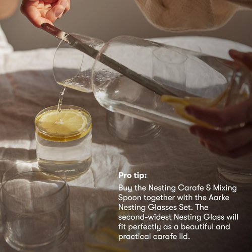 Aarke Nesting Carafe Crystal Glass (1.1 Litre) and Stainless Steel Bar Spoon