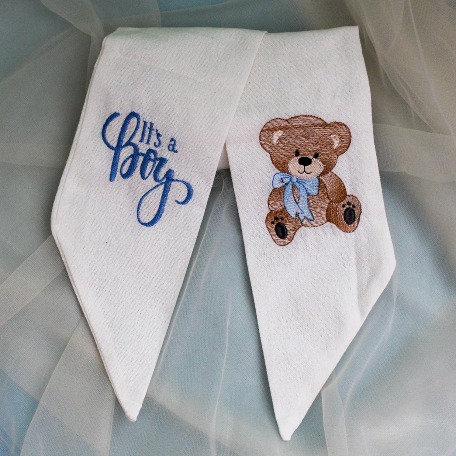 Quality Wreath Sash for Front Door - It's a Boy Monogrammed Embroidery | 56" L x 4.5" W Baby Shower Décor