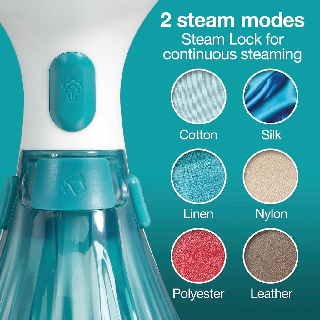 Proctor Silex Handheld Garment Steamer - Portable & Lightweight, 1200 Watts, 15 Min Continuous Use, Blue