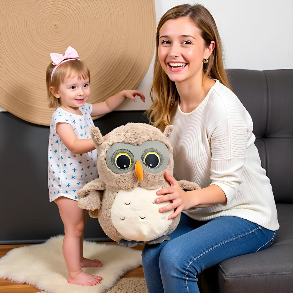 Ryttir Chubby Gray Owl Stuffed Animal - 15.7 Inch Plush Toy for Kids & Room Decor | Perfect Gift for Owl Lovers