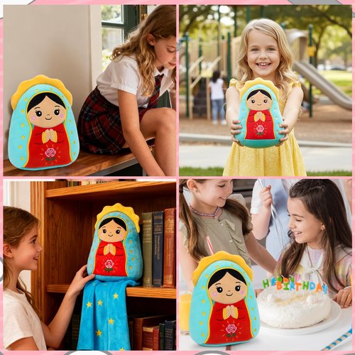 InIsaJace Lady of Guadalupe Plush Pillow, 8 Inches Jesus Plush Stuffed Doll Religious Virgin Maria Plushies Toys Gifts, Christian Easter Christmas Party Favors Decorations