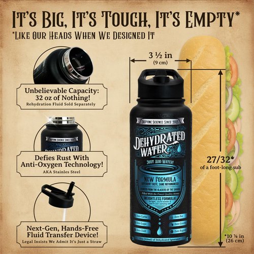 Dehydrated Water Bottle: 32oz of Glorious Existential Dread. Perfect Gag Gift for Seances, Funerals, and the Apocalypse (Or Christmas/Secret Santas if You’re Into That Kind of Thing)