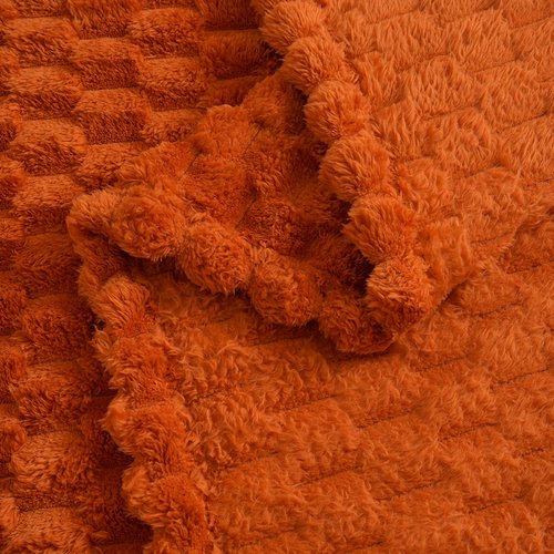 Vessia Flannel Fleece Throw Blanket, 3D Jacquard Burnt Orange Fuzzy and Warm Blanket for Couch, Sofa, Bed, 300GSM Super Soft Touch Cozy Home Decor for All Seasons (50x40 inches)