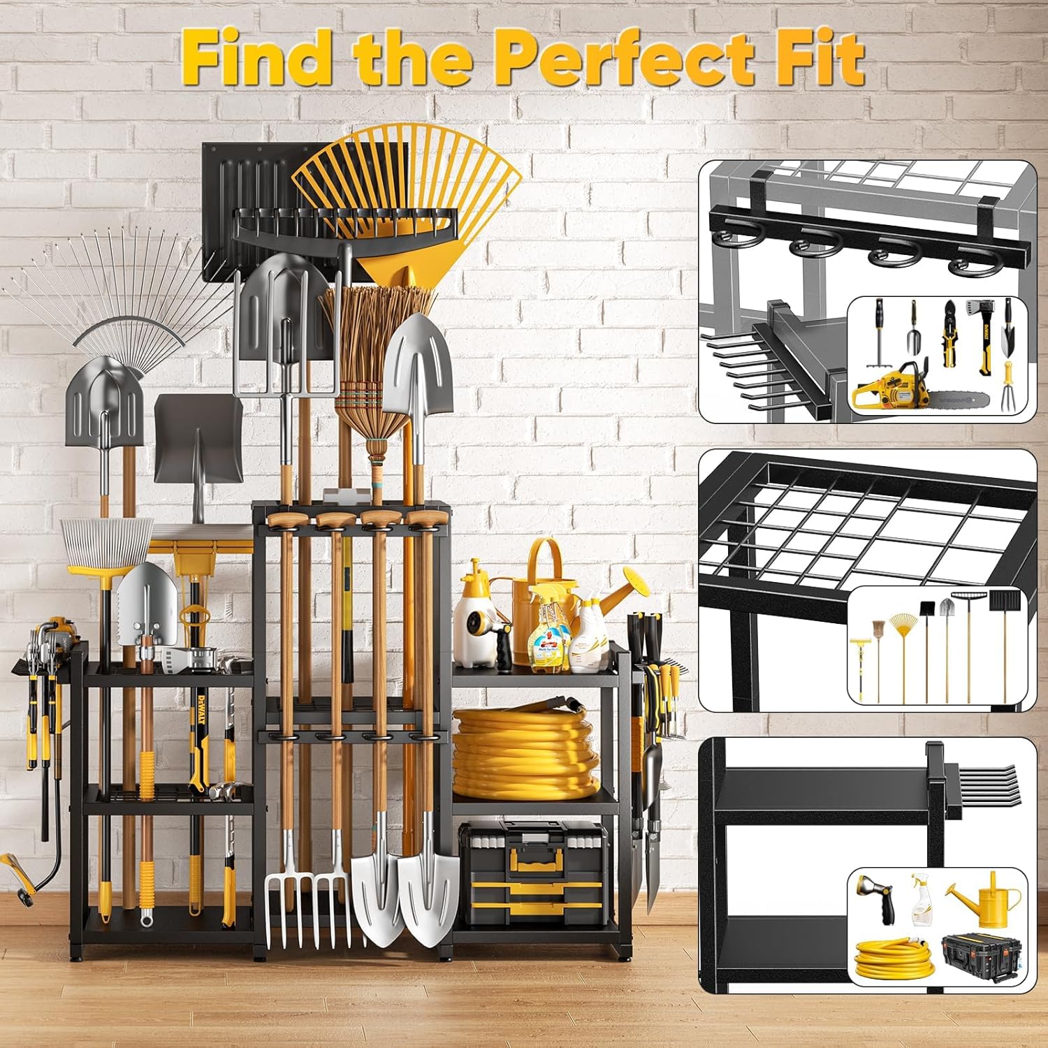 POKIPO Heavy-Duty Garden Tool Organizer - Holds 86 Tools | 42" H Freestanding Storage Rack for Garage & Shed