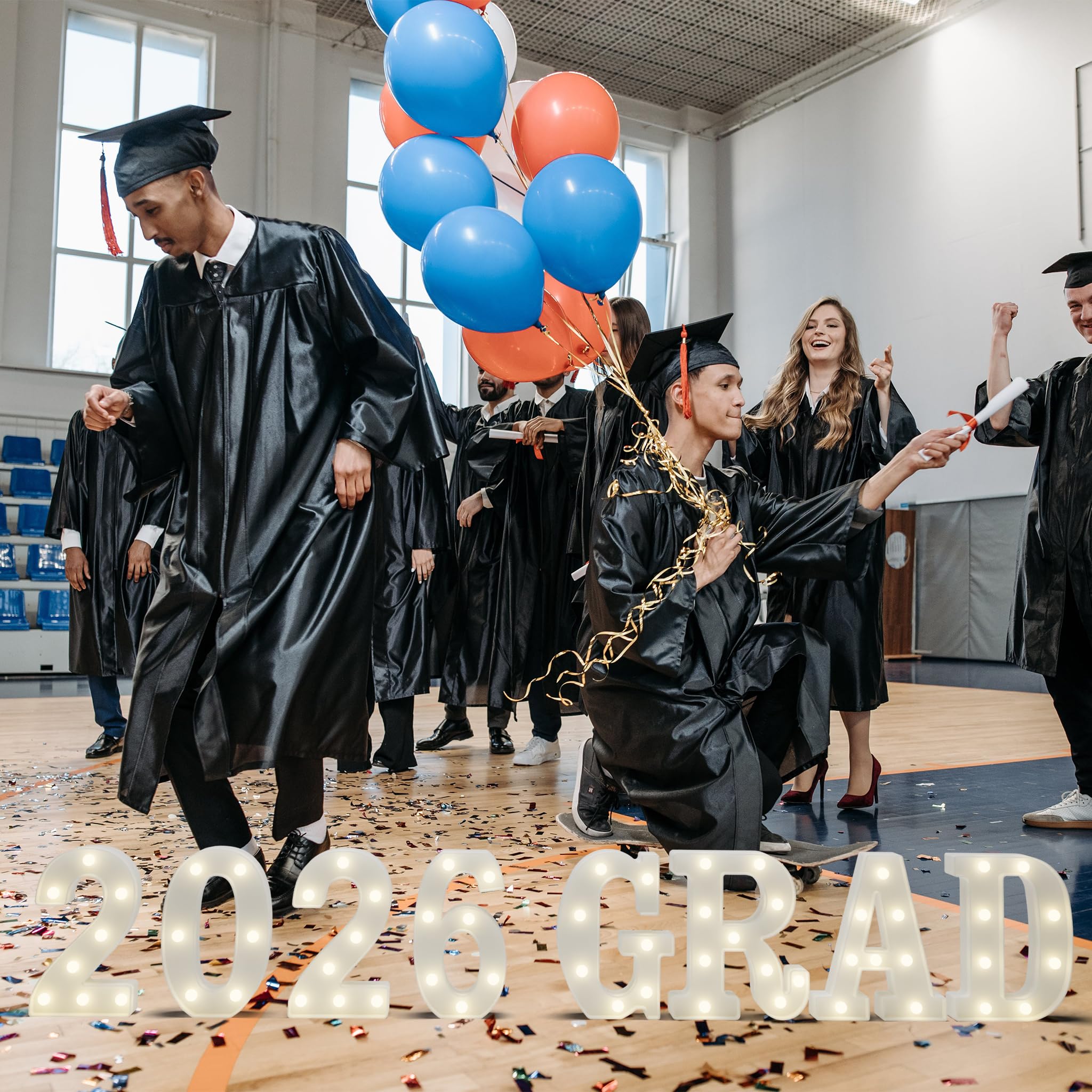 Graduation Decorations 2026 Deals-8 LED Long Marquee Light Up Letters 'Grad 2026' - Graduation Party Decor for Kindergarten Preschool High School College Graduation
