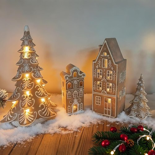 Cynkeyee Gingerbread House | Festive Indoor Christmas Decorations | Resin Village Decor 2.5x2x5.5 Inch
