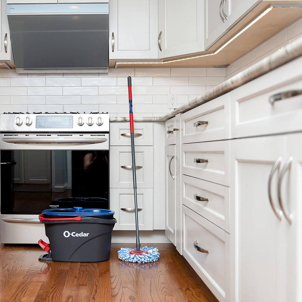 O-Cedar RinseClean Spin Mop & Bucket System - Effortless Cleaning with Water | Eliminates 99% of Bacteria