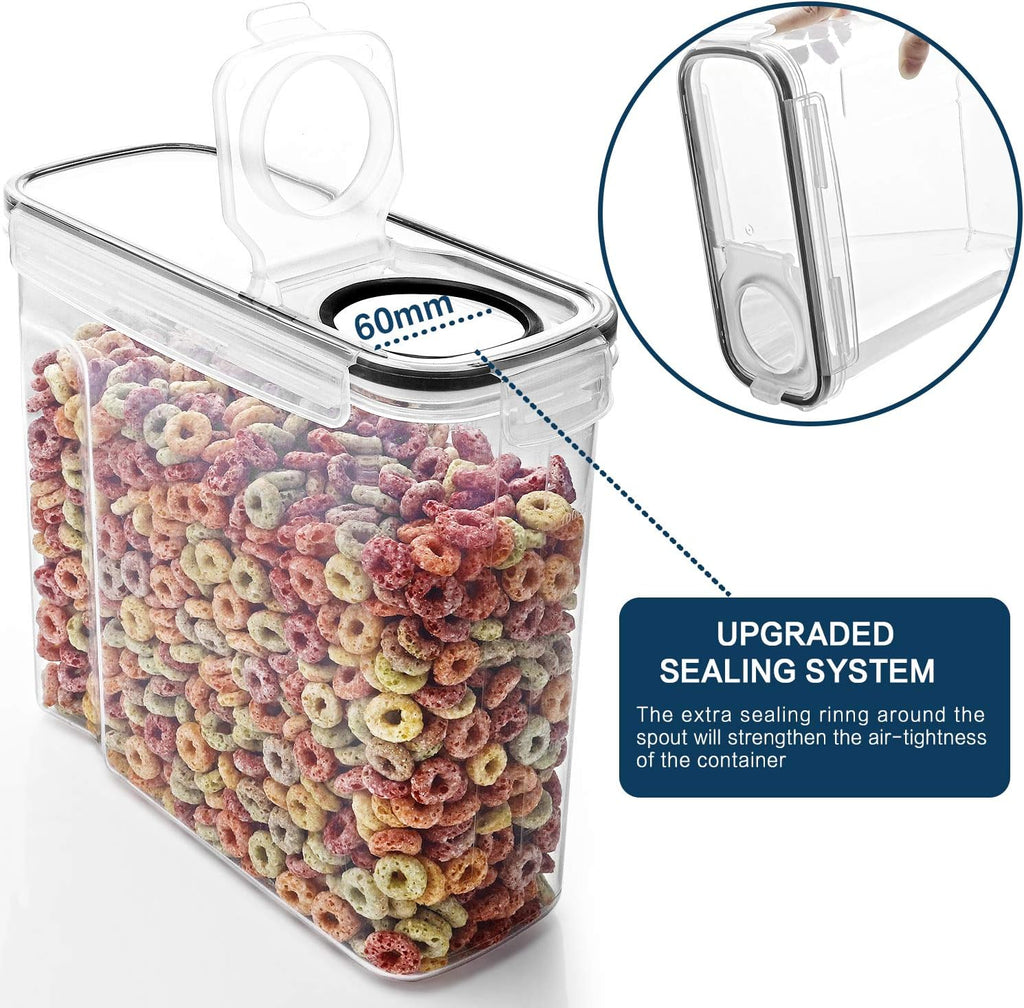 MCIRCO Cereal Container Set - Airtight Food Storage Dispensers with Measuring Tools | 6-Pack (4L/135.2oz)