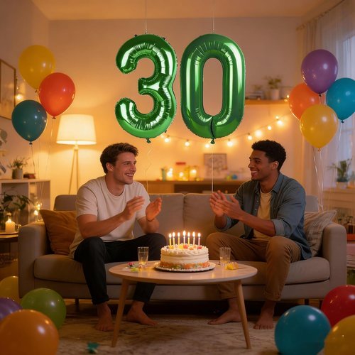 40 Inch Dark Green Foil Number 30 Balloons - Happy 30th Birthday Decoration for Him/Her
