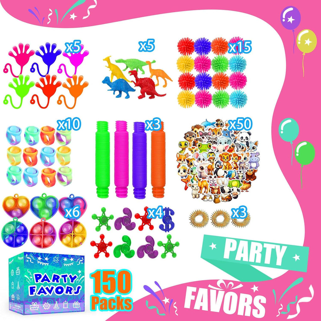 Skiennix 150-Pack Fidget Toys | Bulk Party Favors for Kids 8-12 | Perfect for Goodie Bags & Classroom Prizes