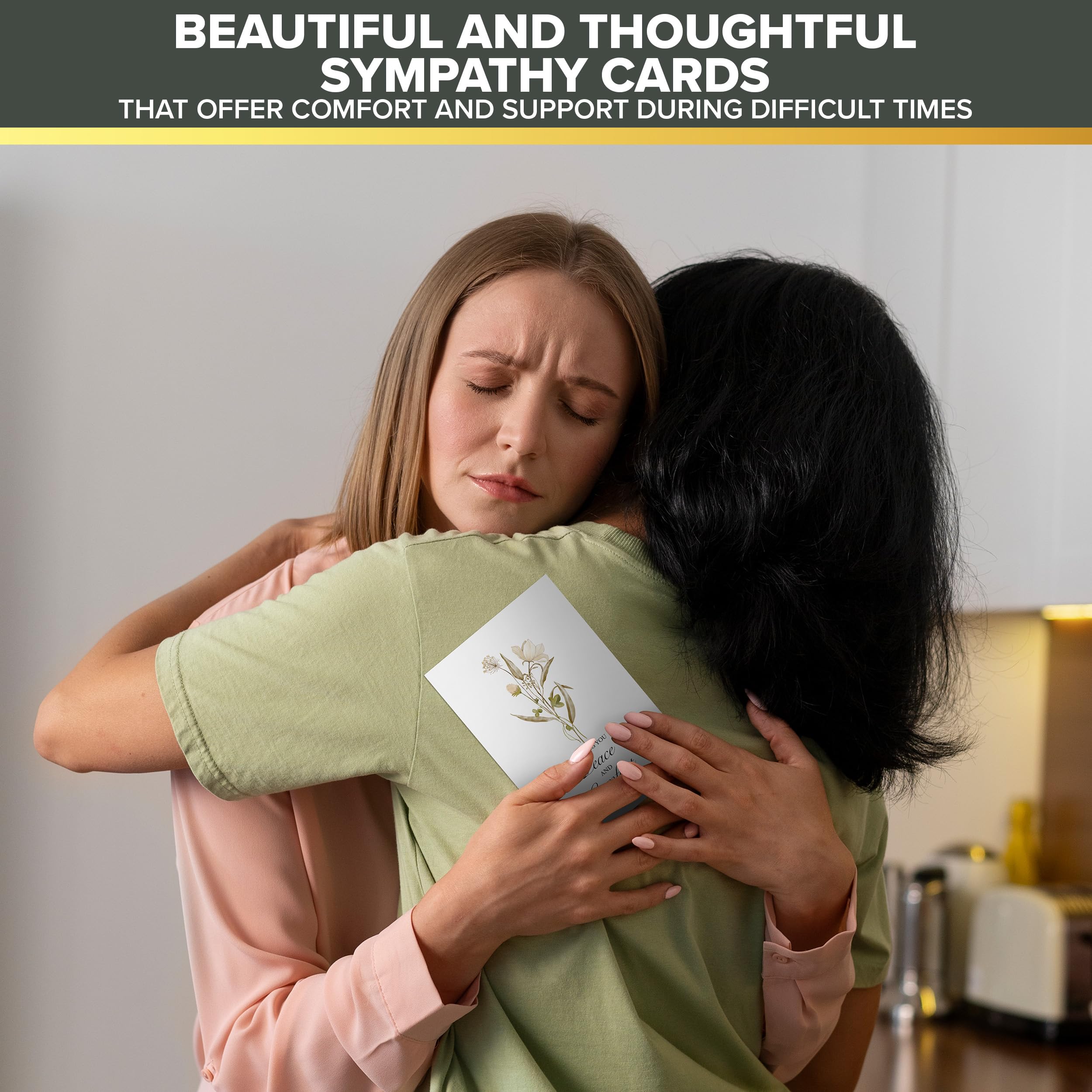 Decorably 50 Pack 4x6in Bulk Sympathy Cards with Envelopes & Stickers, 10 Folded Floral Designs with Printed Message Inside - Burial, Grief, Bereavement, Loss of Loved Ones