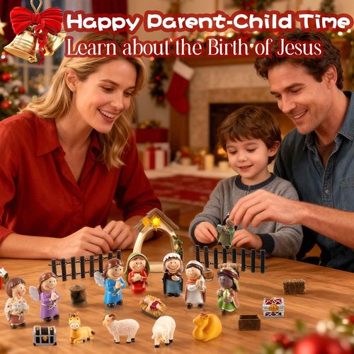 Nativity Advent Calendar 2025-24 Days of Nativity Scene Christmas Countdown Calendar Christian Religious Gifts for Kids Adult Women Men