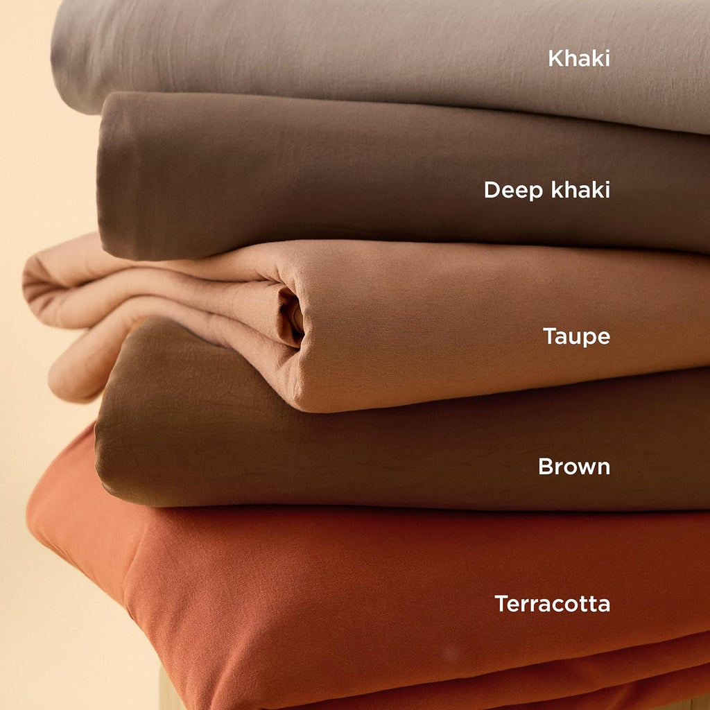 Bedsure Khaki Duvet Cover Set - Extra Soft King Size Bedding, 3 Pieces with Zipper Closure & Pillow Shams