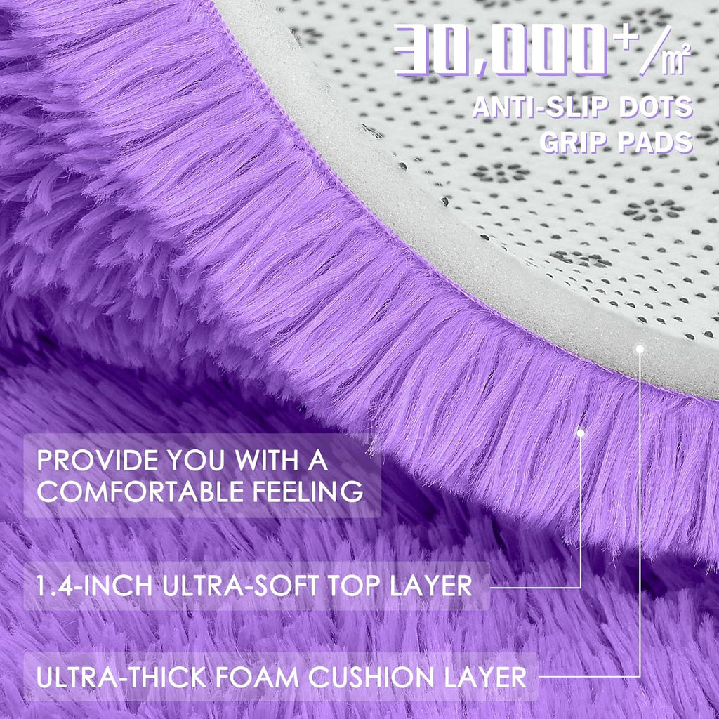 OLANLY Runner Rugs - Soft, Machine Washable Shaggy Design for Hallway & Bedroom | Purple 2x6 ft