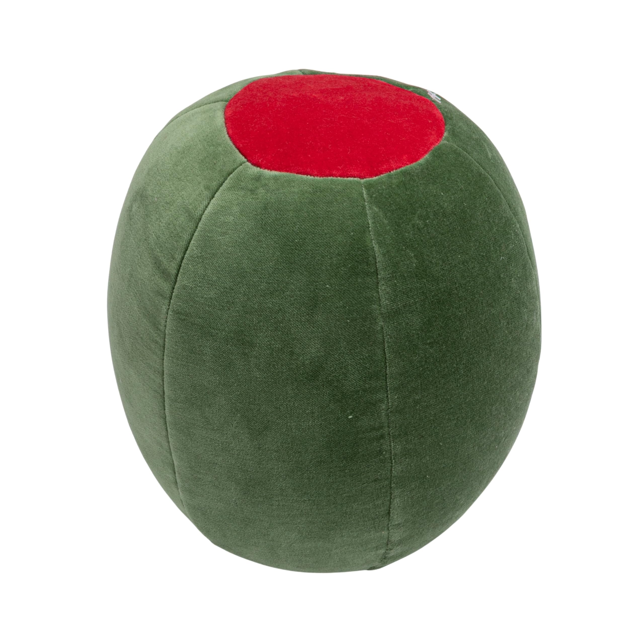 Creative Co-Op Cotton Velvet Olive Shaped Pillow, Green and Red