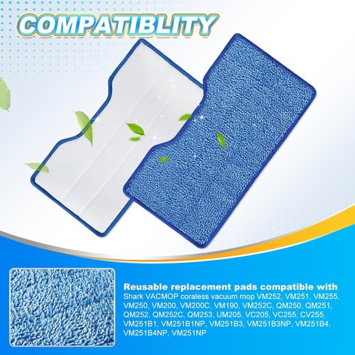 KEEPOW Reusable Mop Pads - Compatible with Shark VACMOP VM252, VM200, VM401 | 4+2+1 Pack for Efficient Cleaning