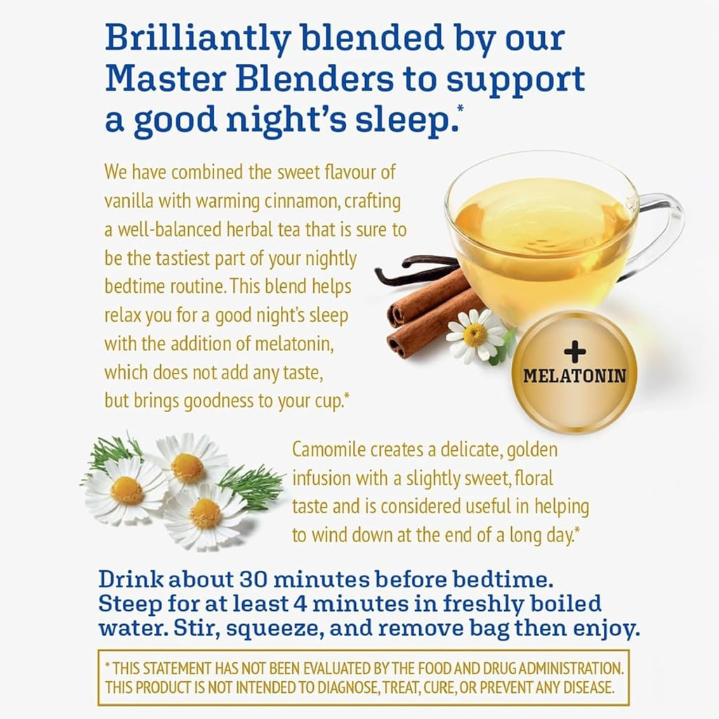 Twinings Superblends Sleep+ Herbal Tea - 1mg Melatonin, Chamomile & Vanilla, Caffeine-Free | 96 Tea Bags