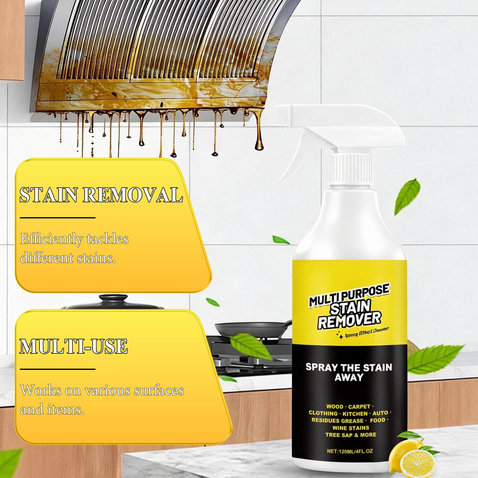 MISNINE 2PCS Multi Purpose Stain Remover, Foam Cleaner Spray, A powerful cleaner for kitchens, Fast Acting Cleaner for Kitchen Countertops, Floors, Toilets, Cars