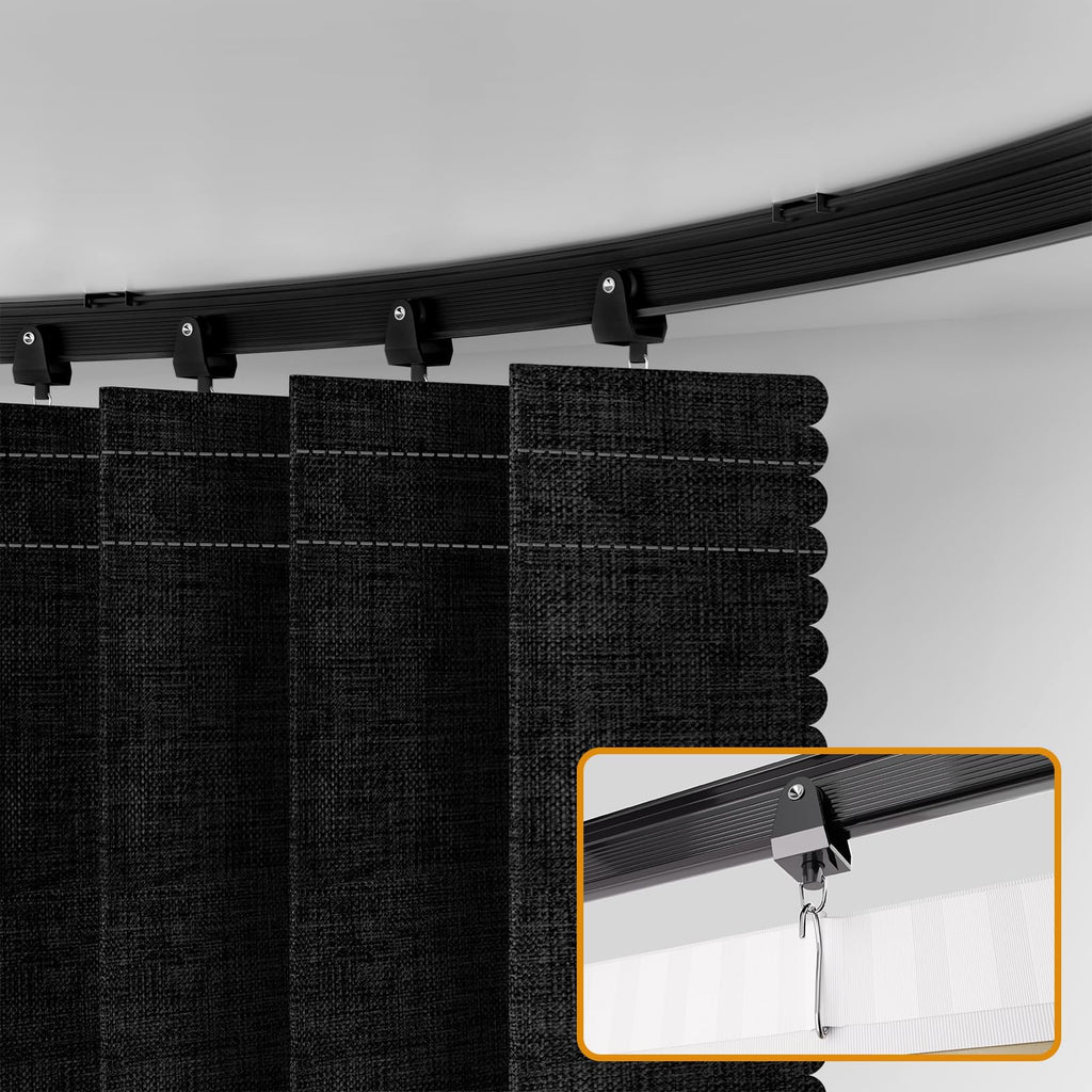 JILRON Accordion-Style Room Divider with Ceiling Track - Foldable Partition Curtain, Easy Installation(Black 100" W x 84" L-Pack of 1)