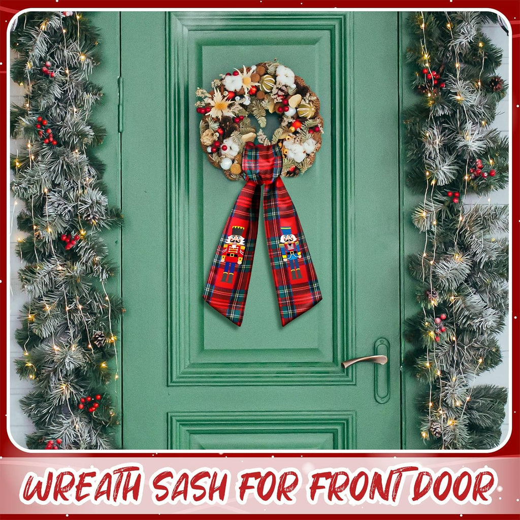 Monogrammed Wreath Sash by [Brand Name] - Elegant Satin Ribbon for Indoor/Outdoor Decor | Red & Black