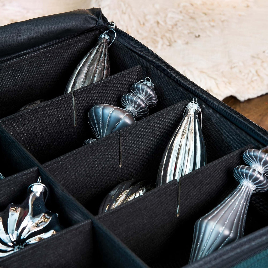 TreeKeeper Deluxe Ornament Storage Box - Holds 72 Ornaments Up to 4 Inches | 3 Removable Trays with Dividers