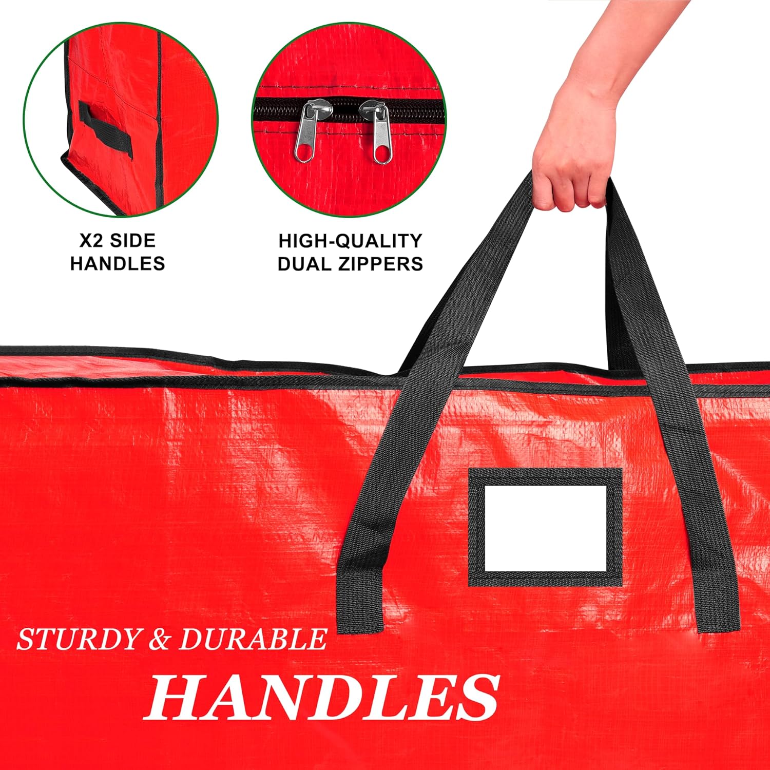 Skiennix 7.5 Ft Christmas Tree Storage Bag - Waterproof, Durable Handles & Dual Zippers | Red
