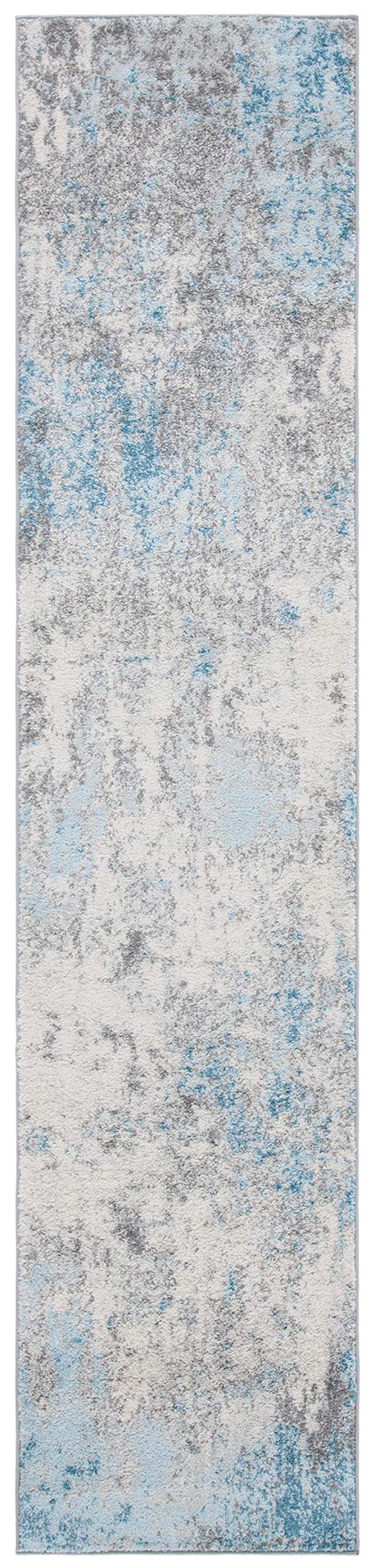 SAFAVIEH Tulum Collection Runner Rug - 2' x 15', Grey & Blue, Modern Abstract Design, Non-Shedding & Easy to Clean, Ideal for Living Room, Hallway, Foyer, Bedroom (TUL207F)