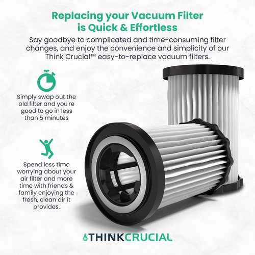 Crucial Vacuum Replacement Vacuum Filters Compatible With Dirt Devil Part # 3-250435-001, 3250435001 & Models M082500, M082505, M082550, M082555, M082570, M082580, M082581, SD40005 - (2 Pack)
