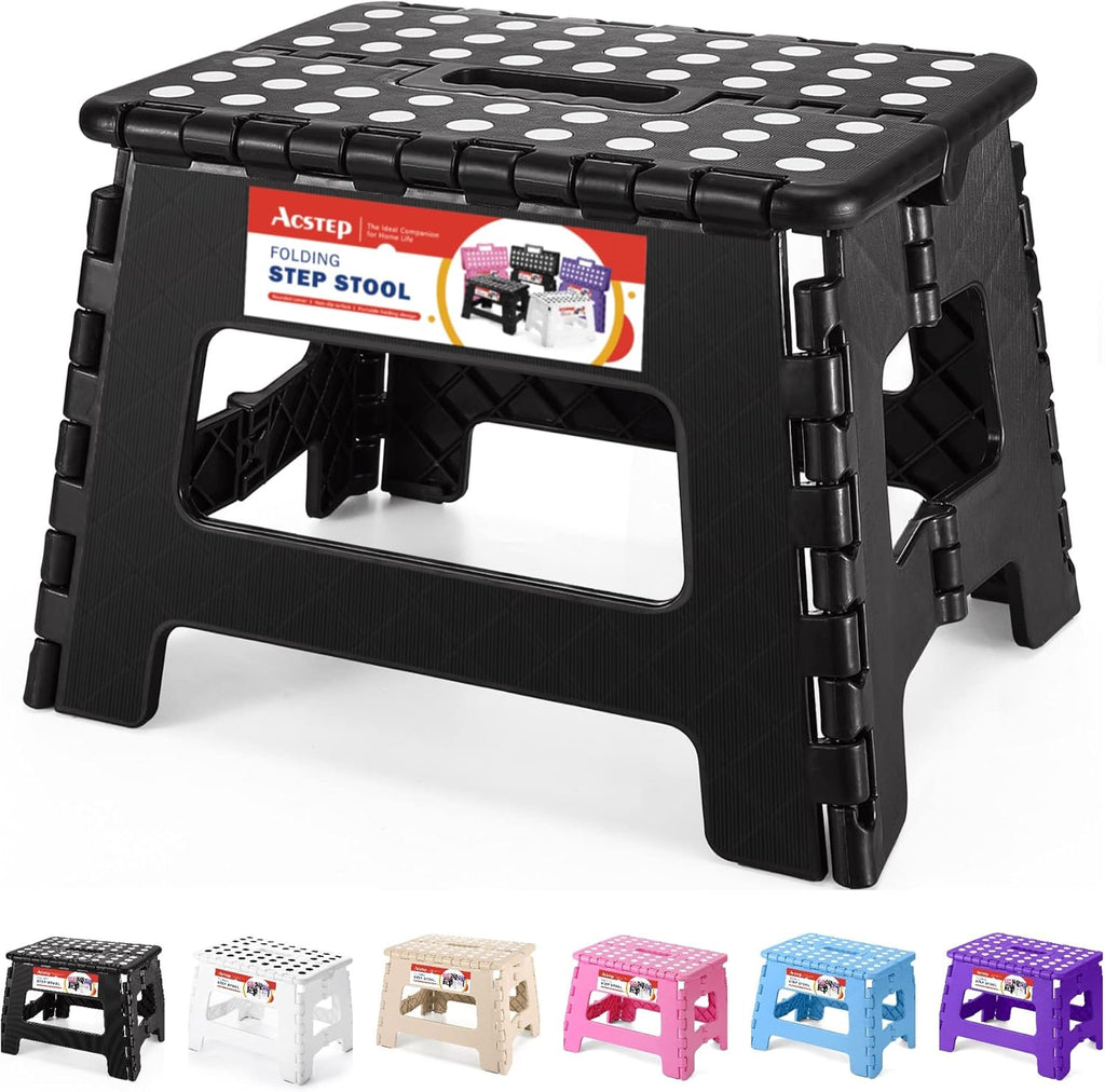 ACSTEP Folding Step Stool - Sturdy 9-Inch Collapsible Design | Non-Slip & Lightweight for Kids & Adults, 300 lbs Capacity