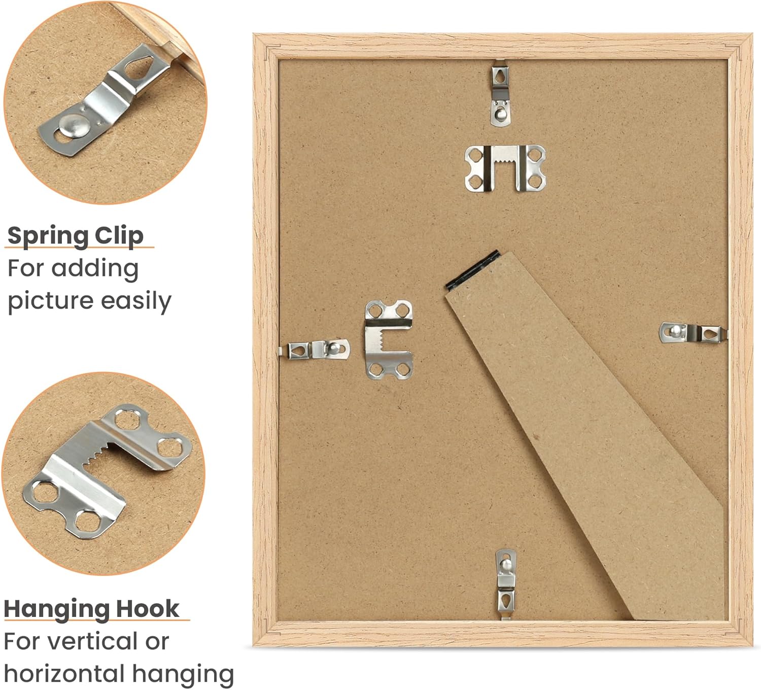 Upsimples 8x10 Picture Frame - Natural Solid Wood Display for 5x7 with Mat or 8x10 Without Mat