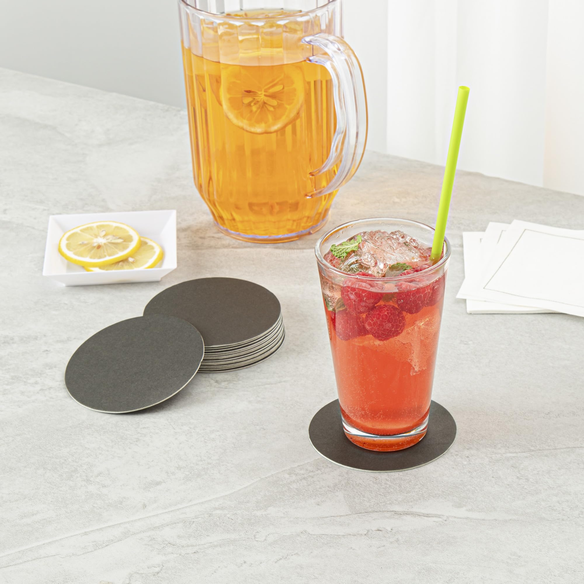 Restaurantware Paper Coasters 1000 Pack of 3.5 Inch Disposable Beverage Coasters Absorbent for Hot and Cold Drinks Black Coffee Cup Essentials for Table Decor, Kitchen, Home Patio or Living Room