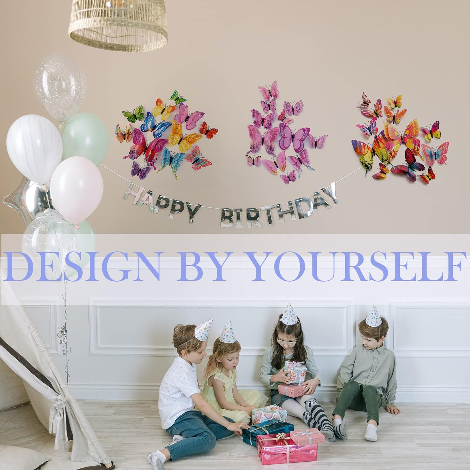 OPSEAM 3D Butterfly Wall Decor - 72 PCS Colorful Stickers with Magnets for Party Decorations