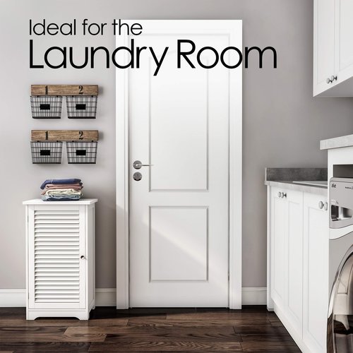 Lavish Home Bathroom Cabinet - Freestanding Storage Organizer for Towels or Laundry Room - Adjustable Shelf and Shutter Style Door (White)