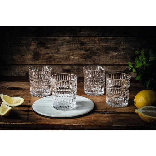 Nachtmann Ethno Crystal Tumblers – Set of 4 Lead-Free 10.25 oz Glasses with Arabesque-Inspired Design, Refined Barware for Cocktails, Whiskey, Water, Spirits, Entertaining at Home & Events
