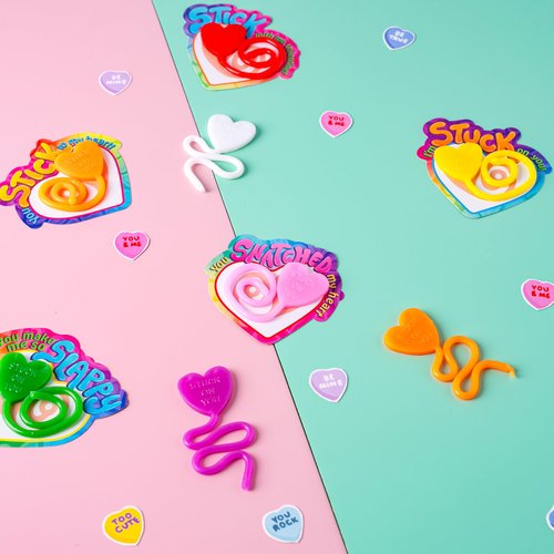 JOYIN 28 Packs Valentine's Day Sticky Heart Toys, Classroom Exchange Gift for Kids, Classroom and Holiday Reward Prizes, Valentine’s Party Favors, Bring fun to children, Party Favors