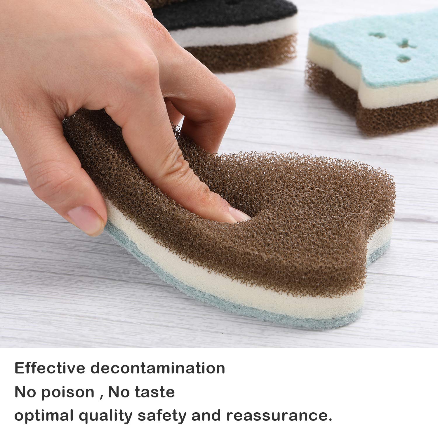 8 Pieces Cat Shape Kitchen Sponge Set Sink Double-Sided Cleaning Dish Sponge for Kitchen, Fruit, Plate, Bathroom, 4 Colors